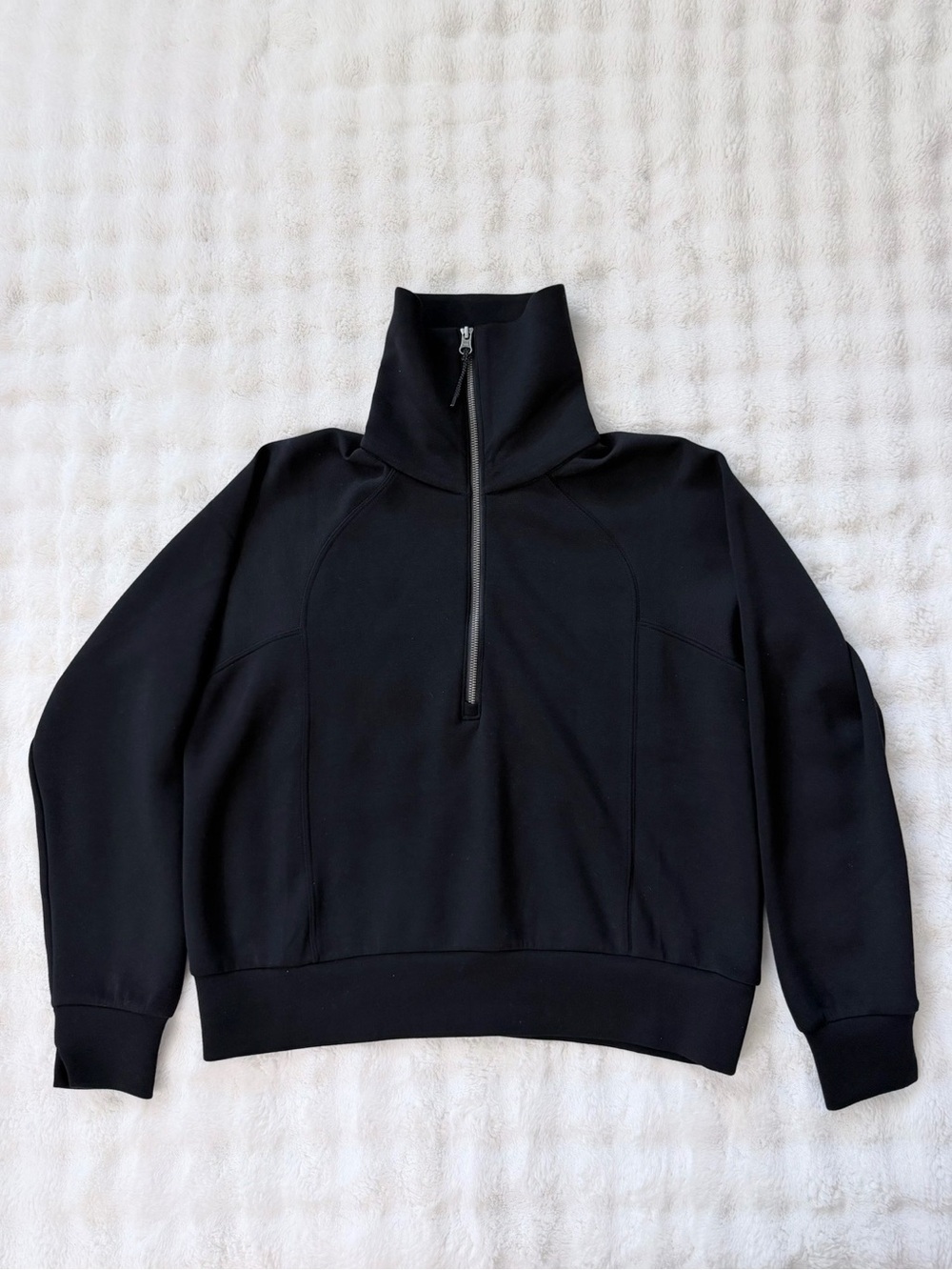 NEW SPANX AirEssentials Half-Zip Sweatshirt Very Black Size Small Coastal Chic - Picture 3 of 16